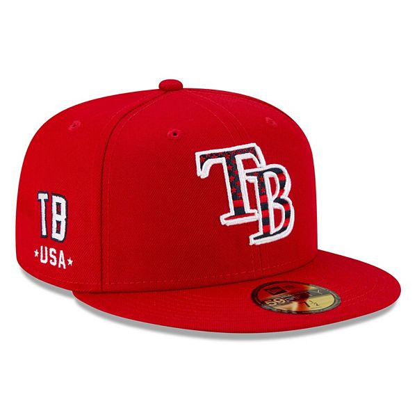 Shop New Era 59Fifty Tampa Bay Rays Quarter Water Fitted Hat 70698903 red