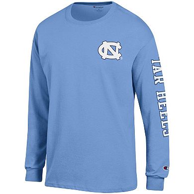 Men's Champion Carolina Blue North Carolina Tar Heels Team Stack Long Sleeve T-Shirt