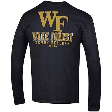 Men's Champion Black Wake Forest Demon Deacons Team Stack Long Sleeve T-Shirt