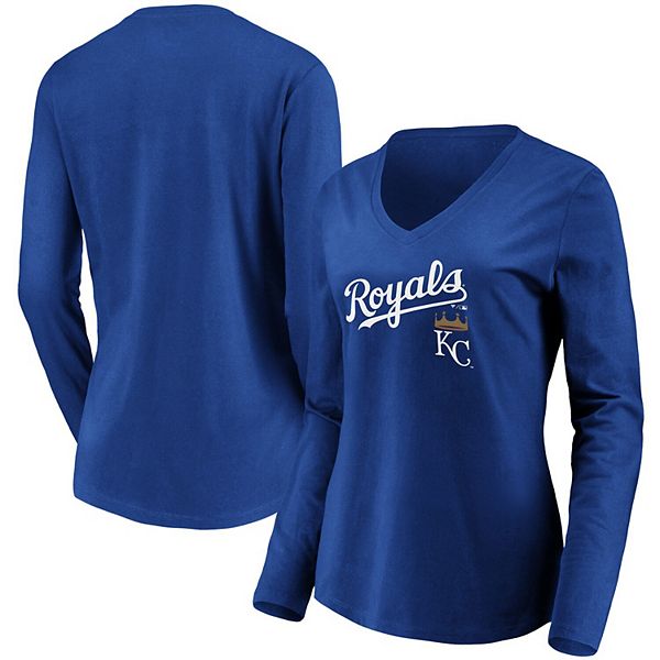 Women's Fanatics Branded Royal Kansas City Royals Core Team Lockup Long  Sleeve V-Neck T-Shirt