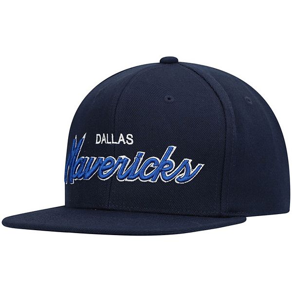 Men's Mitchell & Ness Navy Dallas Mavericks Script Snapback Hat