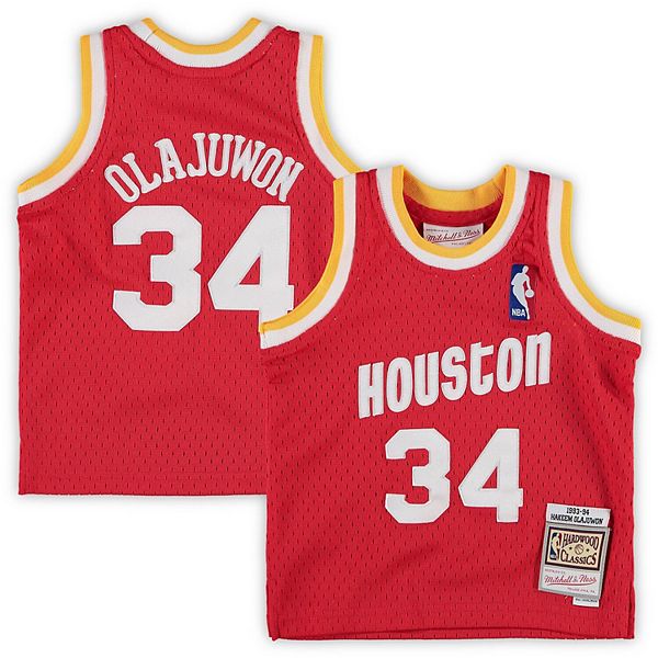 Houston Rockets Hakeem Olajuwon 1993-94 Hardwood Classics Road Swingman  Jersey By Mitchell & Ness - Red - Mens