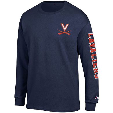 Men's Champion Navy Virginia Cavaliers Team Stack Long Sleeve T-Shirt