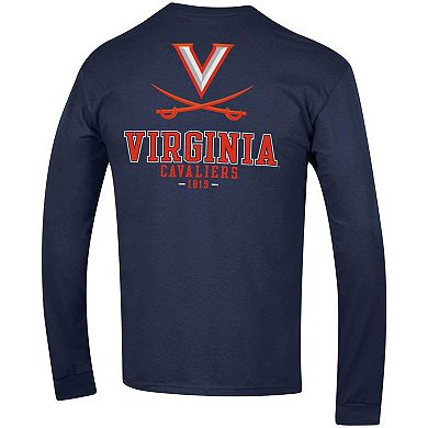 Men's Champion Navy Virginia Cavaliers Team Stack Long Sleeve T-Shirt