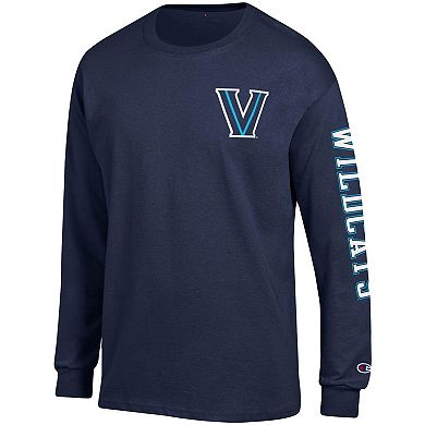 Men's Champion Navy Villanova Wildcats Team Stack Long Sleeve T-Shirt
