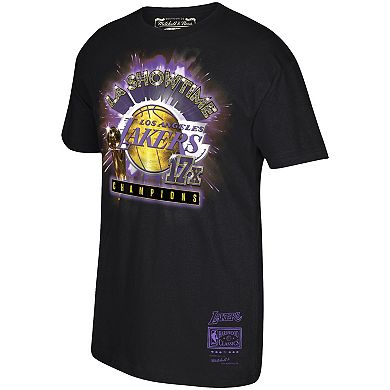 Men's Mitchell & Ness Black Los Angeles Lakers Showtime 17X T-Shirt
