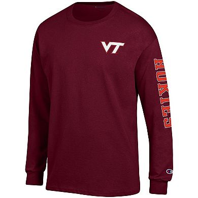 Men's Champion Maroon Virginia Tech Hokies Team Stack Long Sleeve T-Shirt