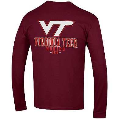 Men's Champion Maroon Virginia Tech Hokies Team Stack Long Sleeve T-Shirt