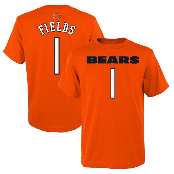 Youth Justin Fields Orange Chicago Bears Mainliner Name & Number T-Shirt