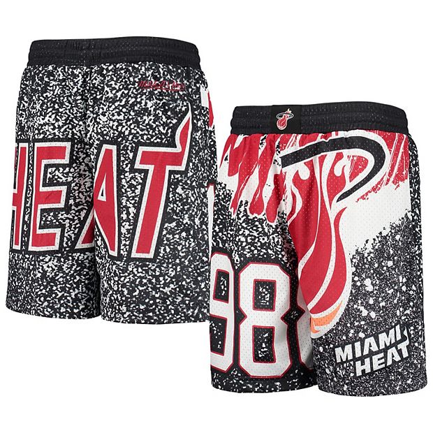 Youth Mitchell & Ness Black Miami Heat Hardwood Classics Jumbotron Shorts