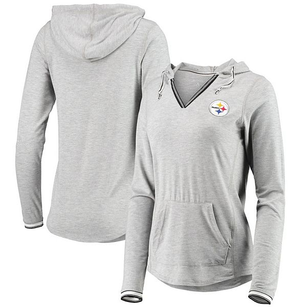 Women's Antigua Heathered Gray Pittsburgh Steelers Warm-Up Tri