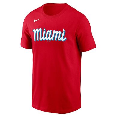 Men's Nike Sandy Alcantara Red Miami Marlins City Connect Name & Number T-Shirt