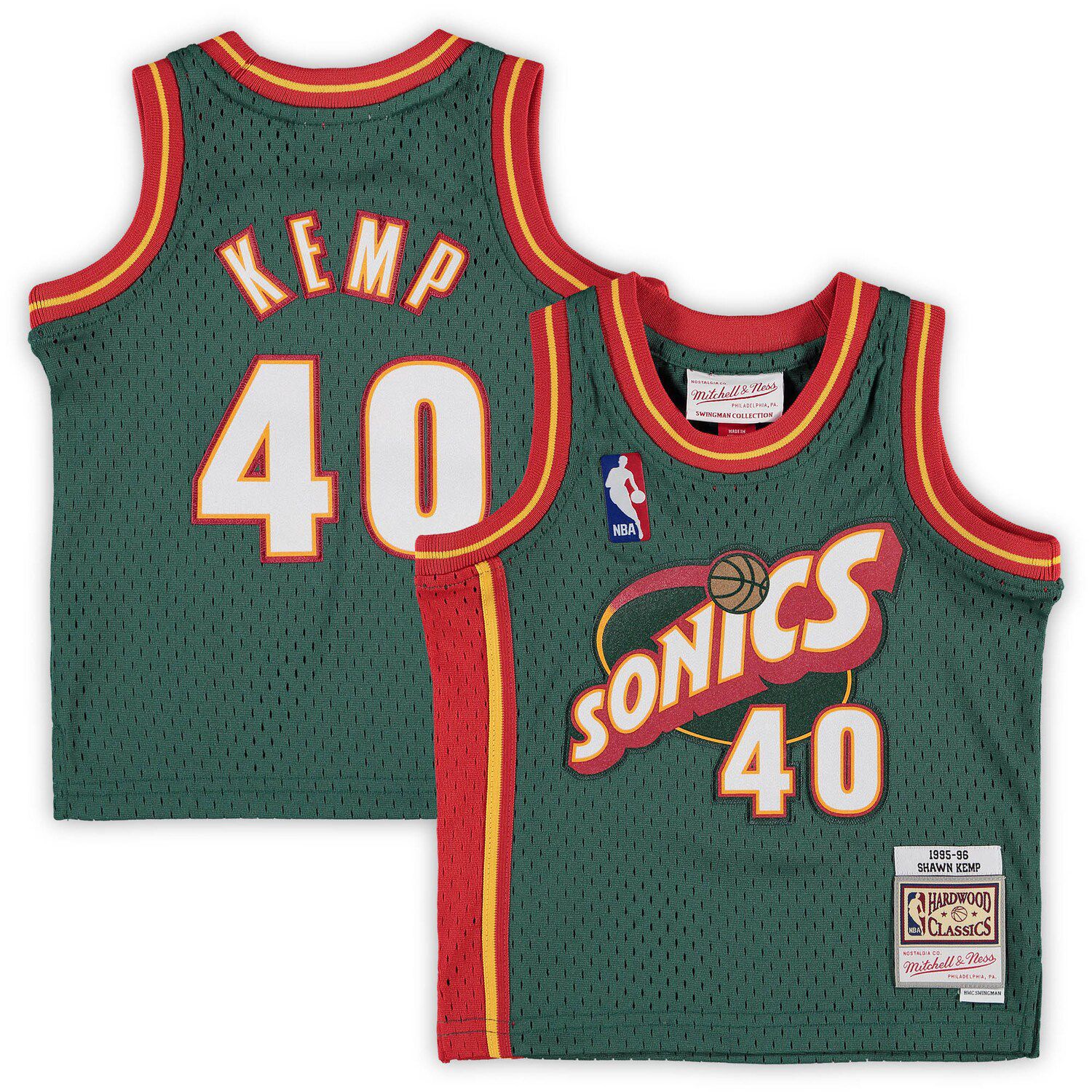 Men's Mitchell & Ness Shawn Kemp Green/Red Seattle SuperSonics Hardwood  Classics Tie-Dye Name 