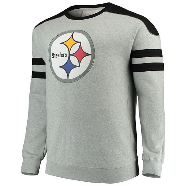 Men's Heathered Gray/Black Pittsburgh Steelers Big & Tall Raglan