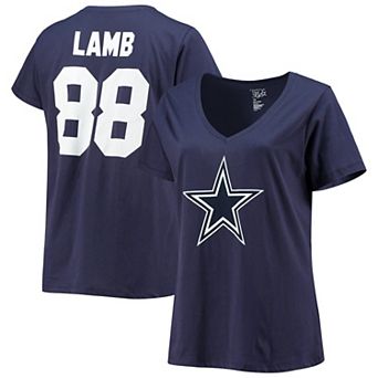Women's Fanatics Branded CeeDee Lamb Navy Dallas Cowboys Plus Size Name & Number V-Neck T-Shirt
