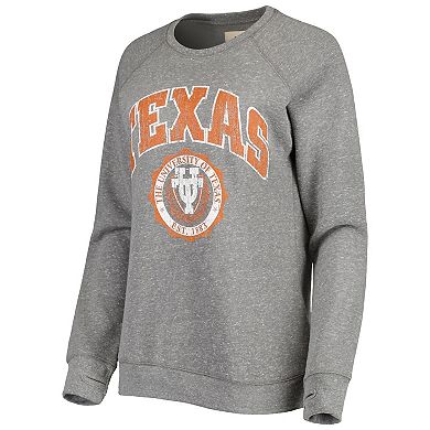 Women's Pressbox Heathered Gray Texas Longhorns Distressed Edith Vintage Knobi Fleece Crew