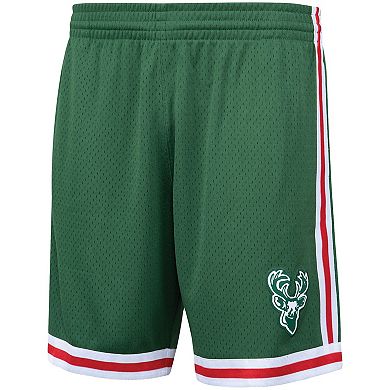 Men's Mitchell & Ness Hunter Green Milwaukee Bucks Hardwood Classics Primary Logo Swingman Shorts