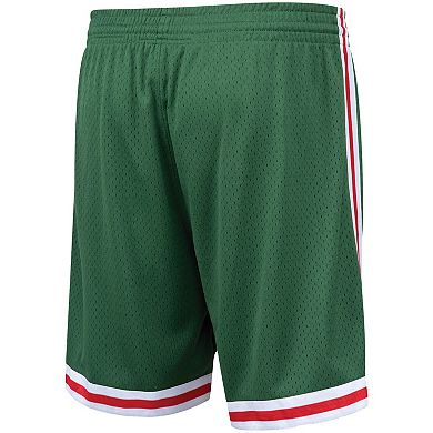 Men's Mitchell & Ness Hunter Green Milwaukee Bucks Hardwood Classics Primary Logo Swingman Shorts