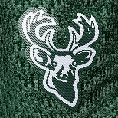 Men's Mitchell & Ness Hunter Green Milwaukee Bucks Hardwood Classics Primary Logo Swingman Shorts