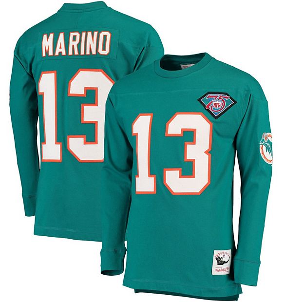 Men's Mitchell & Ness Dan Marino Aqua Miami Dolphins Retired Player Name Number Pullover Hoodie Size: Youth Large