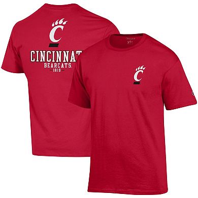 Men's Champion Red Cincinnati Bearcats Stack 2-Hit T-Shirt