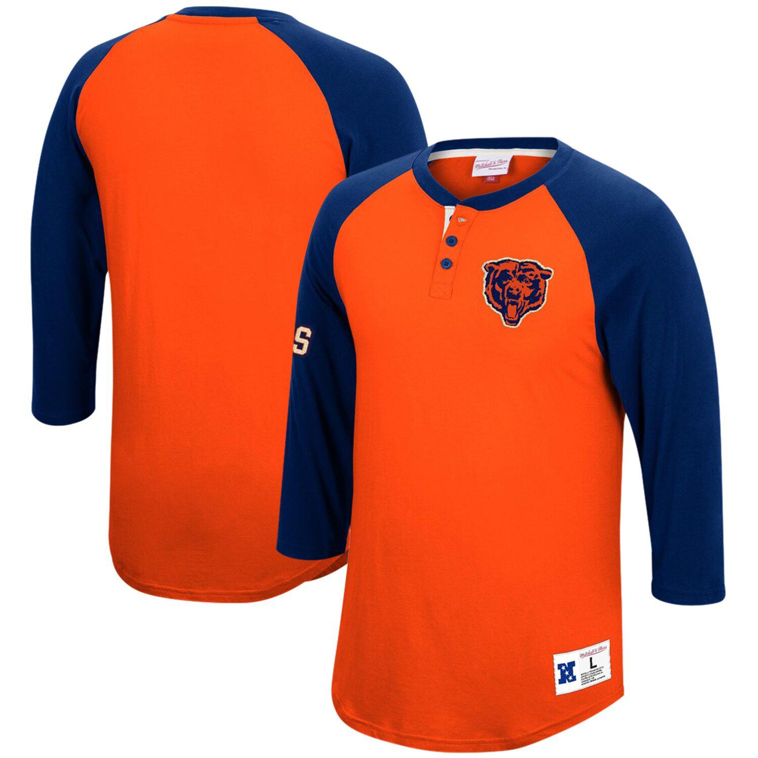 Women's Fanatics Branded Orange/Navy Chicago Bears Arch Raglan 3/4-Sleeve  Notch Neck T-Shirt