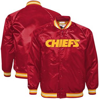 Youth Mitchell & Ness Red Kansas City Chiefs Lightweight Satin Raglan Full-Snap Jacket