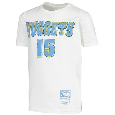 Youth Carmelo Anthony White Denver Nuggets Hardwood Classics Name & Number T-Shirt