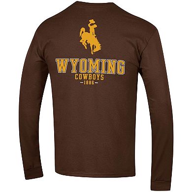 Men's Champion Brown Wyoming Cowboys Team Stack Long Sleeve T-Shirt