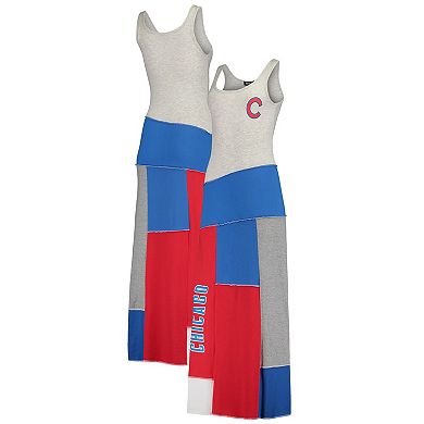 Women's Refried Apparel Heathered Gray/Royal Chicago Cubs Scoop Neck Tri-Blend Maxi Dress