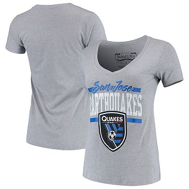 Women's Mitchell & Ness Gray San Jose Earthquakes MVP Bar Graphic T-Shirt