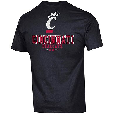Men's Champion Black Cincinnati Bearcats Stack 2-Hit T-Shirt