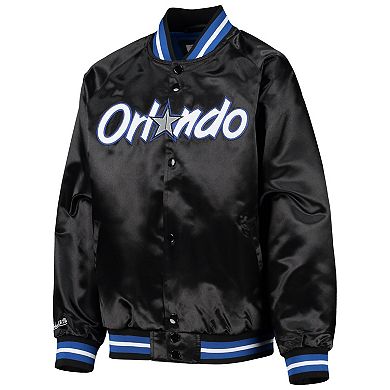 Youth Mitchell & Ness Black Orlando Magic Hardwood Classics Satin Raglan Full-Snap Jacket