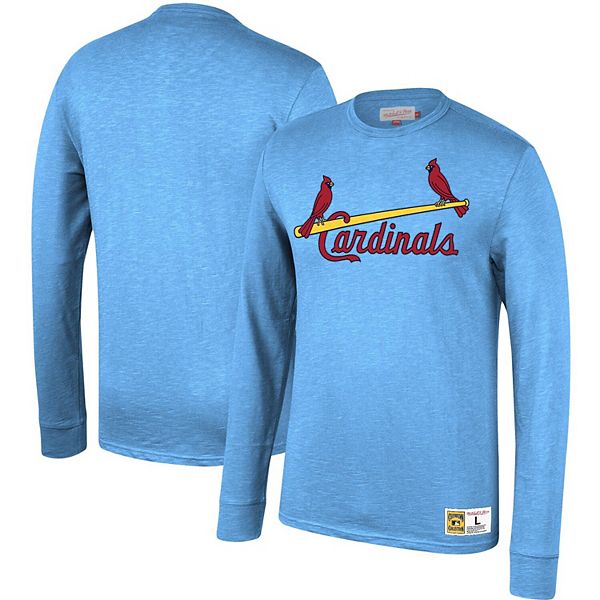 Men's Mitchell & Ness Light Blue St. Louis Cardinals Cooperstown Collection  Wordmark Slub Long Sleeve T-Shirt
