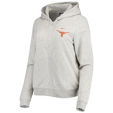 Women's Nike Heathered Gray Texas Longhorns Varsity Fleece Full-Zip Hoodie