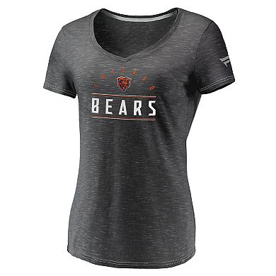 Women's Fanatics Branded Charcoal Chicago Bears League Leader Space Dye V-Neck T-Shirt