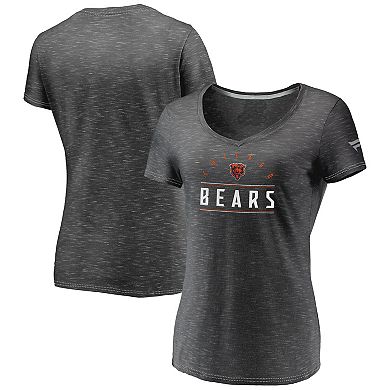 Women's Fanatics Branded Charcoal Chicago Bears League Leader Space Dye V-Neck T-Shirt