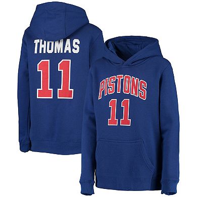 Youth Mitchell & Ness Isiah Thomas Blue Detroit Pistons Hardwood Classics Name & Number Pullover Hoodie