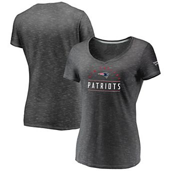 Women's Fanatics Branded Charcoal New England Patriots League Leader Space Dye V-Neck T-Shirt