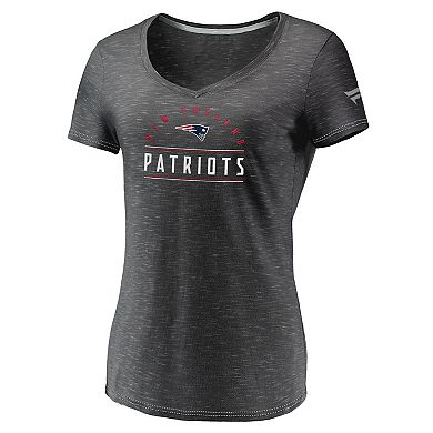 Women's Fanatics Branded Charcoal New England Patriots League Leader Space Dye V-Neck T-Shirt