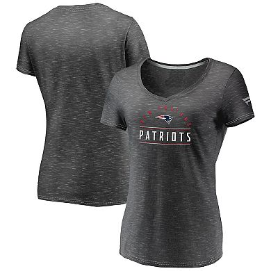 Women's Fanatics Branded Charcoal New England Patriots League Leader Space Dye V-Neck T-Shirt