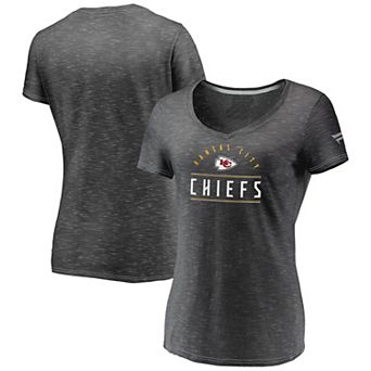 Women's Fanatics Charcoal Kansas City Chiefs League Leader Space Dye V-Neck T-Shirt