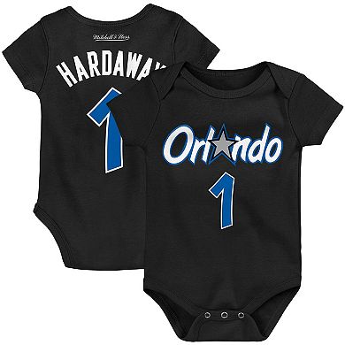 Infant Mitchell & Ness Penny Hardaway Black Orlando Magic Hardwood Classics Name & Number Bodysuit