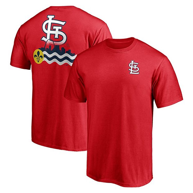 St. Louis Cardinals Jersey Logo T-Shirt from Homage. | Red | Vintage Apparel from Homage.