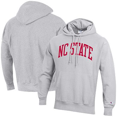 Men's Champion Heathered Gray NC State Wolfpack Team Arch Reverse Weave Pullover Hoodie