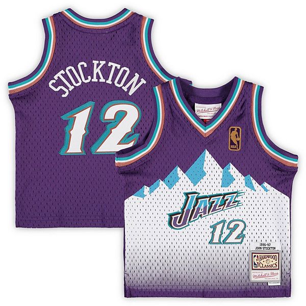 Men's Utah Jazz John Stockton adidas Purple Hardwood Classic