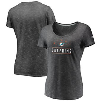 Women's Fanatics Charcoal Miami Dolphins League Leader Space Dye V-Neck T-Shirt