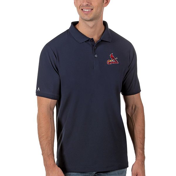 Antigua St Louis Cardinals Mens Navy Blue Pique Short Sleeve Polo