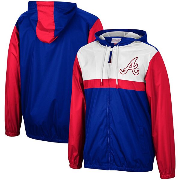 Men's Atlanta Braves Mitchell & Ness Red/Royal Fleece Full-Zip Hoodie