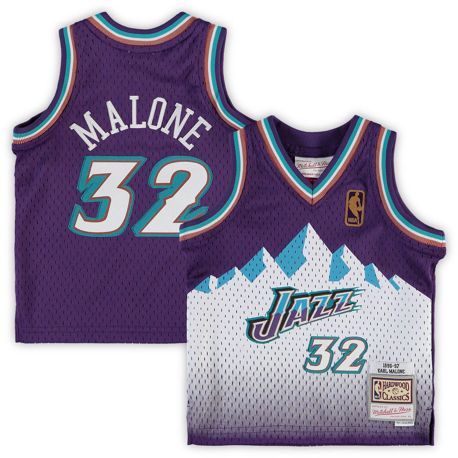 Men's Mitchell & Ness Karl Malone Purple Utah Jazz 1996-97 Hardwood  Classics 75th Anniversary Diamond Swingman Jersey